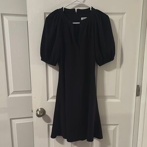 Calvin Klein Black Midi Dress with Puff Sleeves